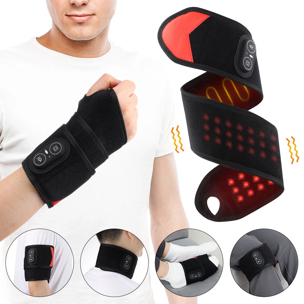 Wireless Vibration Heating Wrap 36pcs LED Beads 660&850nm Versatile Body Heating Pad for Knee Elbow Wrist Ankle
