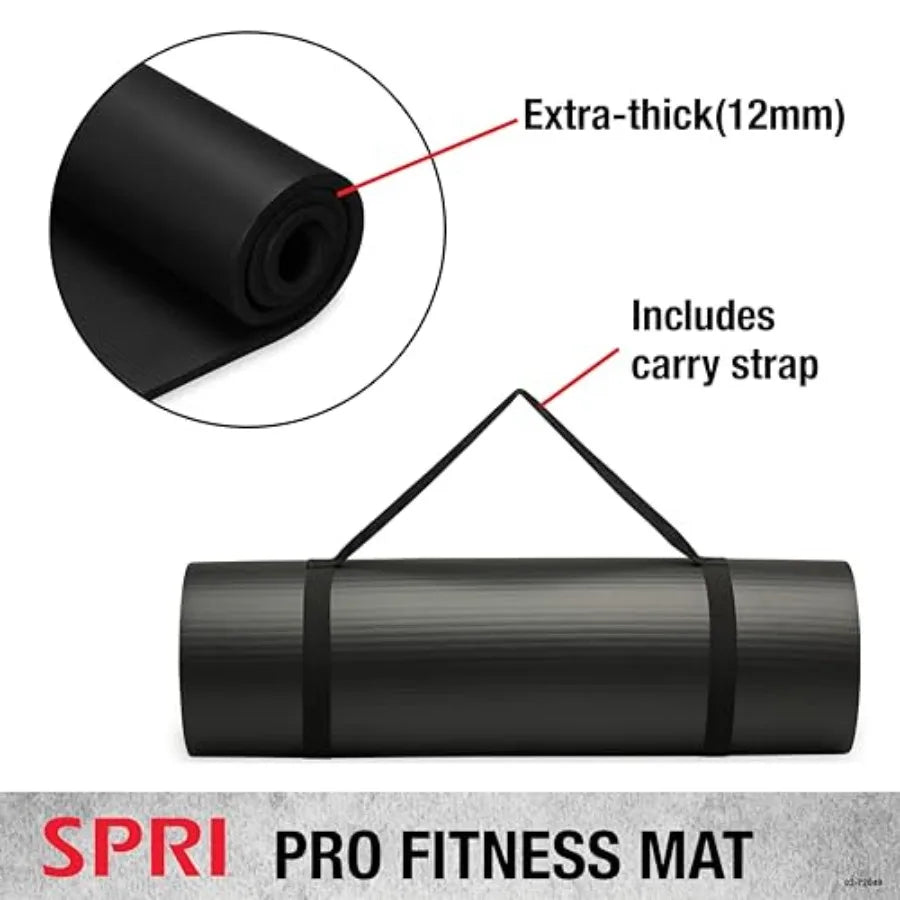 12mm Pro Fitness Matt - Thick Exercise Mat for Floor Workouts Sit-Ups Push-Ups Stretching Toning and General Fitness - Non-Slip