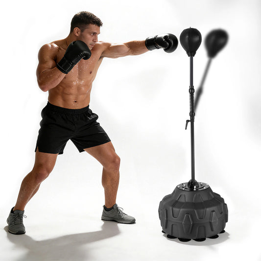 Reflex Speed Bag, Adjustable Height Boxing Reflex Ball 56 - 71in, Free Standing Base Punching Bag with Stand, Boxing Trainer for Home Gym Use, Adult and child vertical venting ball