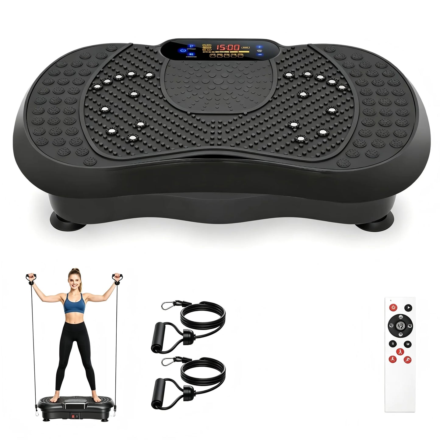 Smart Vibration Plate Exercise Machine With LED Light Strip Deep Muscle Full Body Workout Fitness Platform with 200 Adjustable Speed Levels 10 Training Modes for Weight Loss Toning & Relaxation