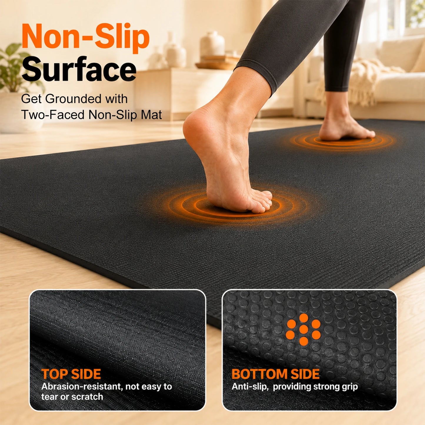 Large Yoga Mat 8 Ft X 6 Ft 7mm Thick PVC Exercise Mat for Home Gym Stretching Workouts Cardio Weights Yoga Fitness Pilates