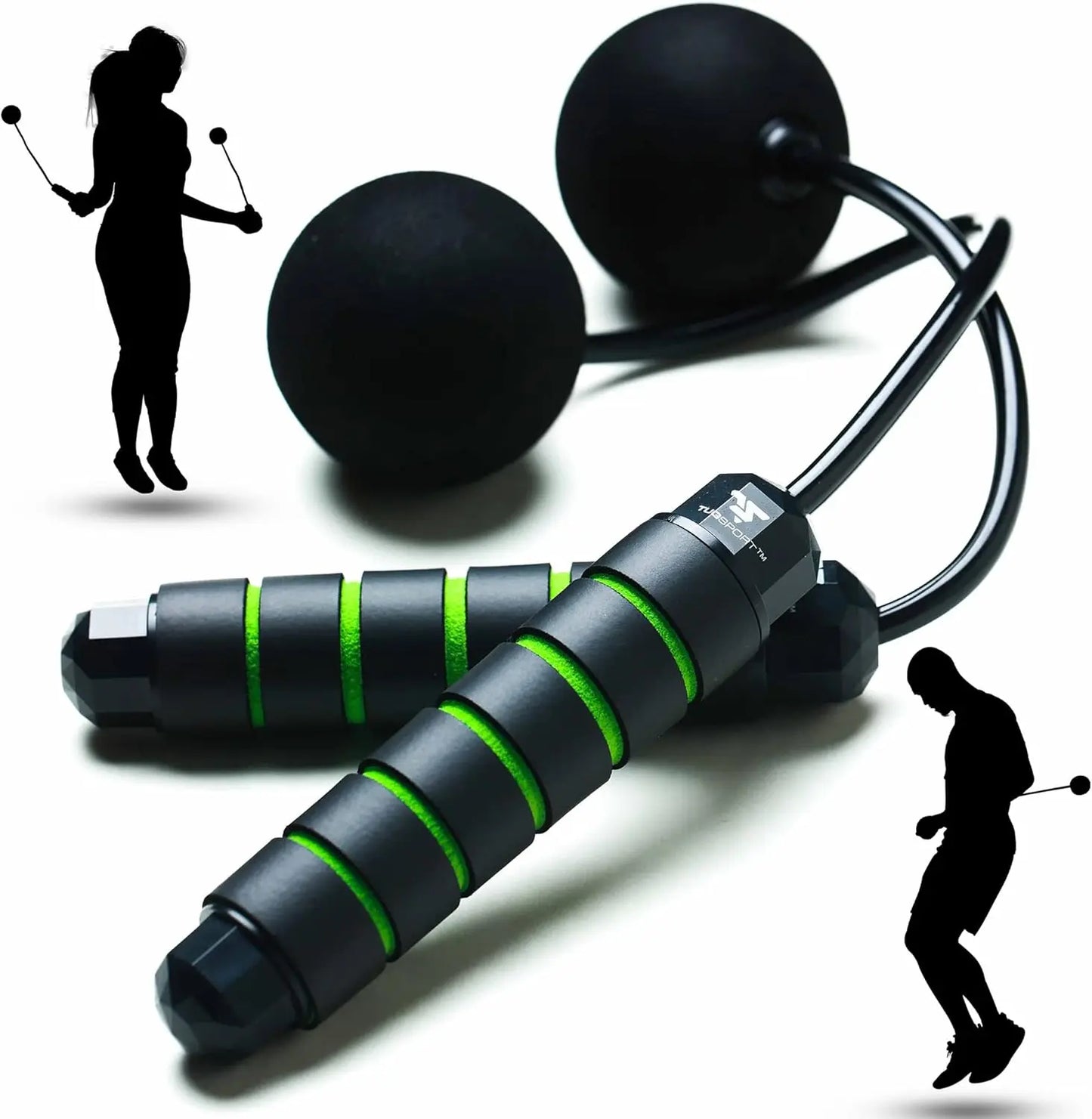 Adjustable Cordless Jump Rope with Weighted Balls - Indoor Ropeless Skipping Rope for Cardio Fitness, No Tangling, Smooth Rotation