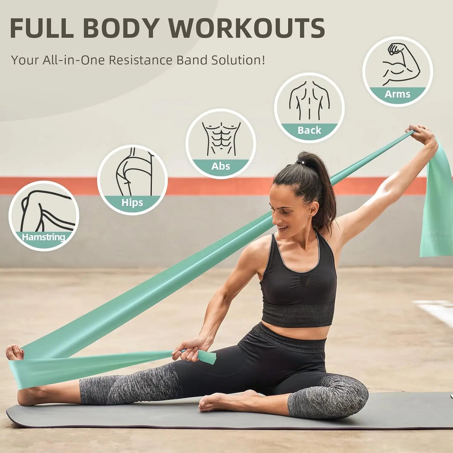 5-Level Resistance Bands Set for Exercise, Pilates, Yoga, Physical Therapy, Stretch, Strength Training