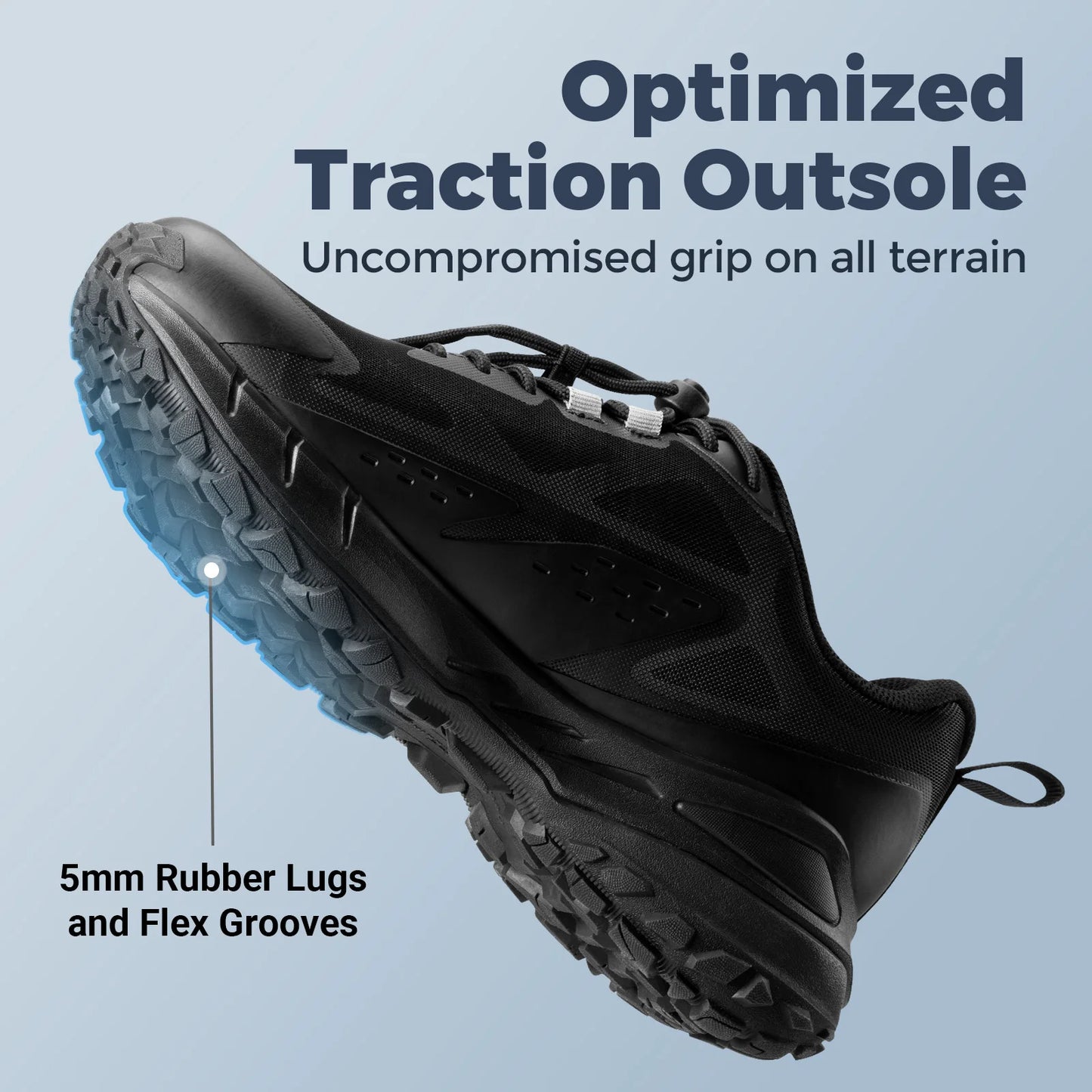 Fittington Wide Shoes For Men.  Breathable Mesh Upper Sneakers Non-Slip Trekking Hiking Walking Shoes With High Arch Support