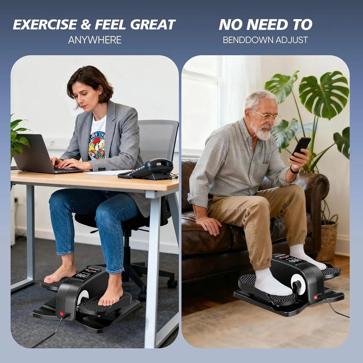 Under Desk Elliptical Machine for Seniors, Mini Leg Exerciser with Remote, Quiet Portable Electric Seated Foot Pedal Exerciser for Home Office