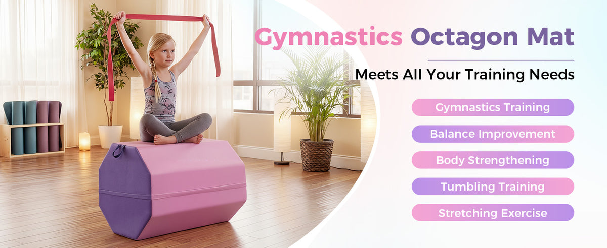 Skill Shape Backbend Somersault Trainer Mat 19"x19"x23" Octagon Gymnastics Tumbling Mat High Density Waterproof Foam Mat for Cheerleading Martial Arts Home Training