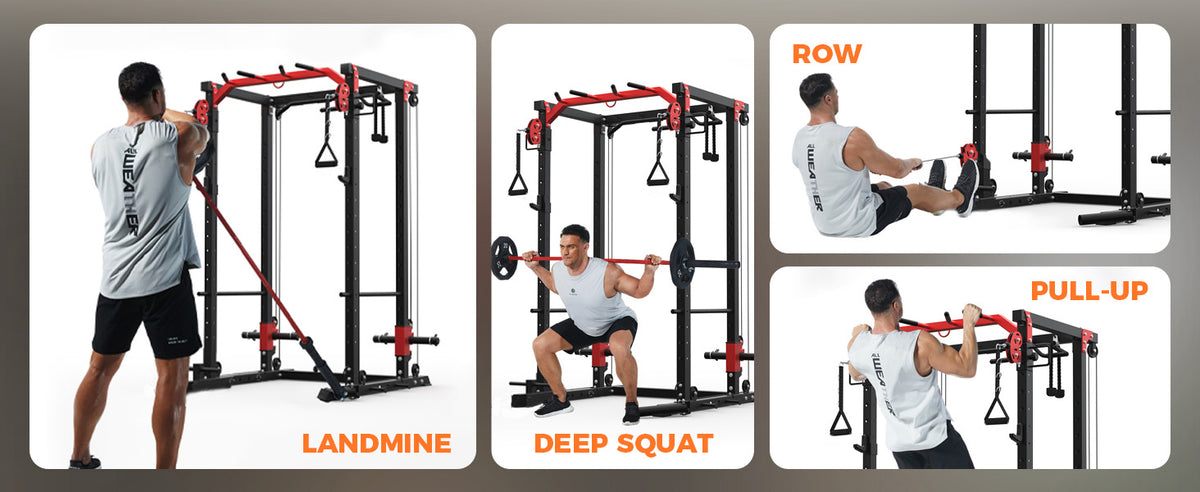 2000LB Power Rack with Cable Crossover, Lat Pulldown & Pulley System – Heavy Duty Workout Cage for Home Gym Training