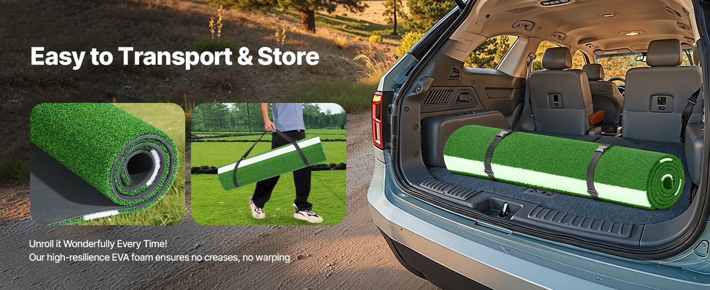 SucceBuy 10x3.8 ft/12x6 ft Baseball Hitting Turf Mat Softball Batting Practice Equipment with Home Plate Portable for Outdoor