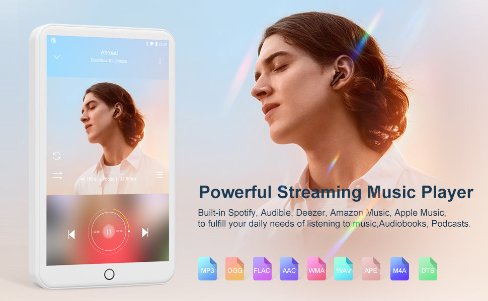 MECHEN 16GB Android 9.0  MP3 Player  with Bluetooth and WiFi， with Spotify，Audible，Pandora， Up to 512 GB (White)