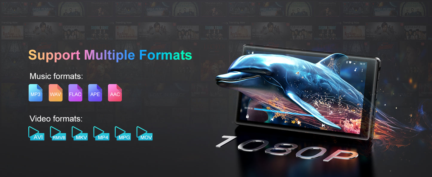 1080P Android 13.0 4.7-inch 96GB (64GB+32GB) MP3/MP4 Player with Bluetooth and WiFi, up to 1TB